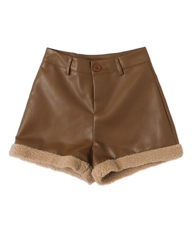 WEGO PUボアショートパンツ ブラウン