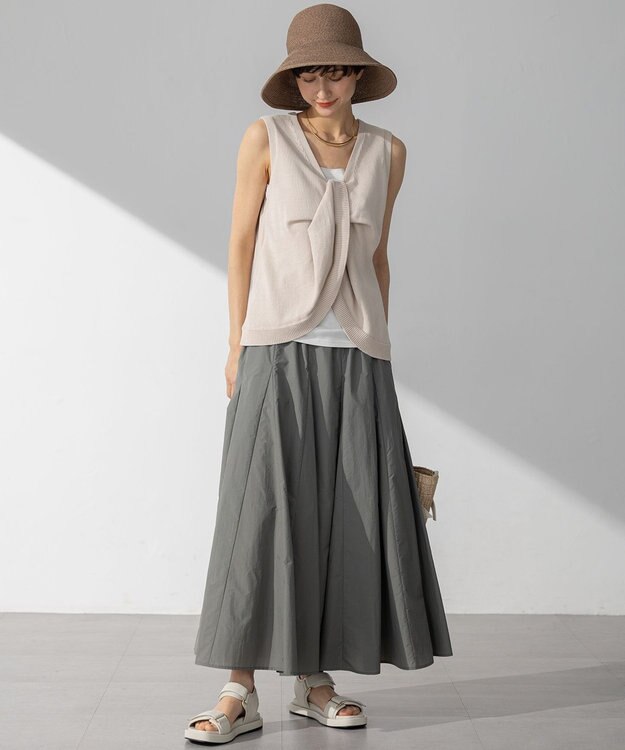 23区 【洗える】ツイストデザイン ノースリーブ ニット ベージュ系