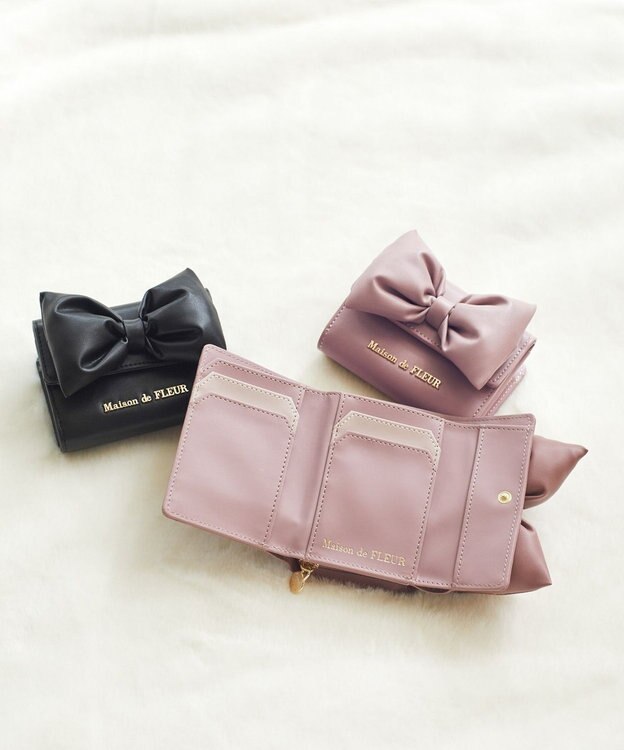 Maison de FLEUR ボリュームリボンウォレット Black