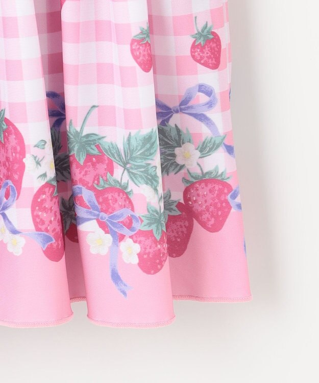 ANY KIDS ギンガム×フルーツ ワンピース水着 ピンク×イチゴ