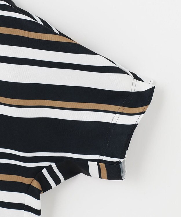 自由区 【接触冷感・速乾・UVカット・撥水・防シワ】リネンライクツイル プルオーバーブラウス ネイビー系1