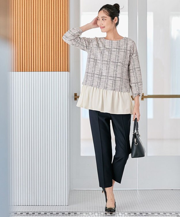 ANY SIS 【洗える】褒めらレディ テーパード パンツ ネイビー