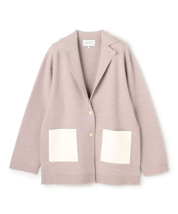 BEIGE， CHICORA / レザーポケット付きウールニットジャケット Taupe