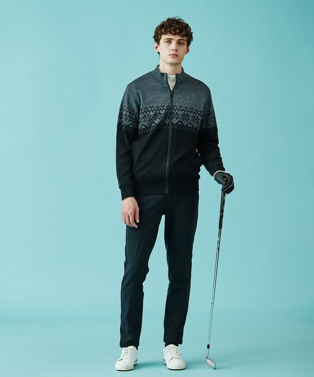 23区GOLF 1枚で2着分の実力派アイテム【MEN】【リバーシブル】ニット ブルゾン ブラック系1