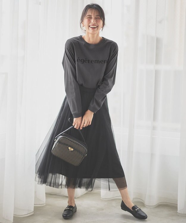 ANY クラシックラウンドショルダーバッグ ブラック×ベージュ柄