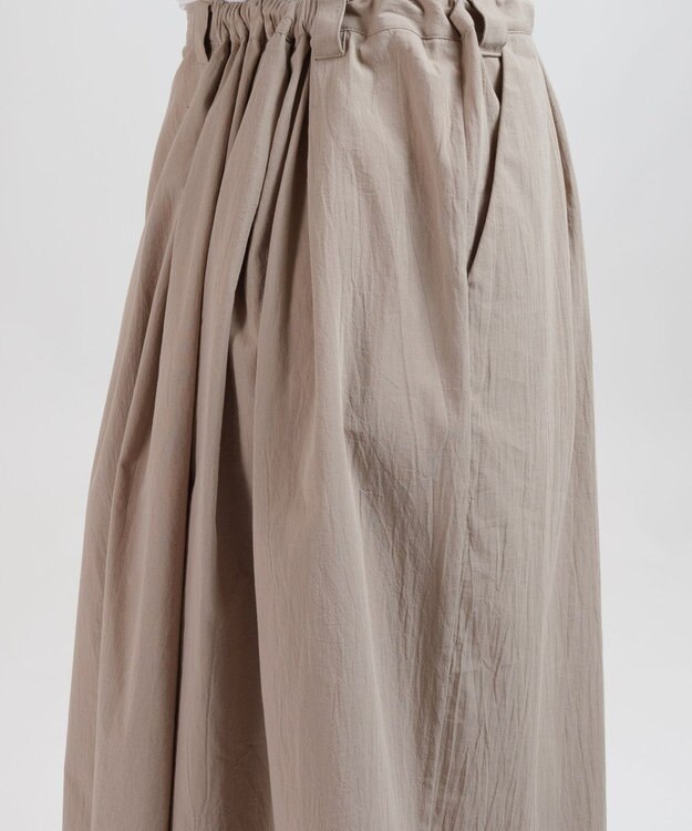 muuc 〈綿100%〉〈涼しいワッシャー生地〉〈裾タック入り〉ワイドパンツ ベージュ