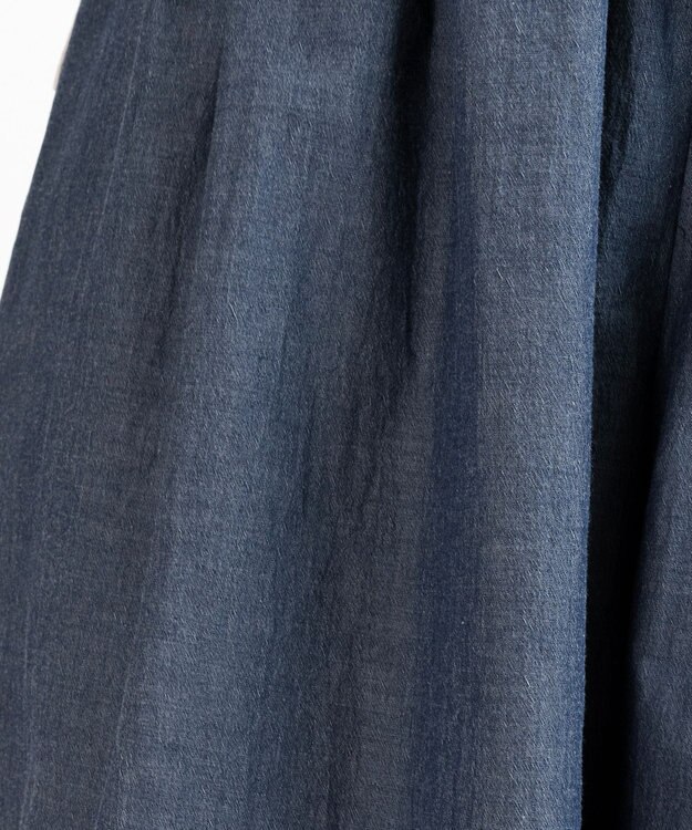 muuc 〈綿100%〉〈涼しいワッシャー生地〉〈裾タック入り〉ワイドパンツ ネイビー