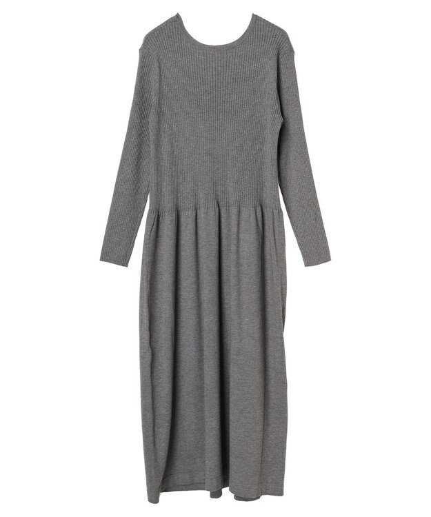Green Parks ・Ｐｅｔｉｔ　Ｆｌｅｕｒ　フレアニットワンピース Gray Mixture