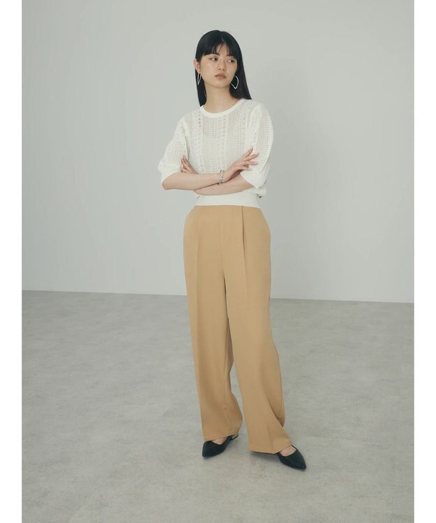 Green Parks ａ．透かし柄ニットプルオーバー Off White