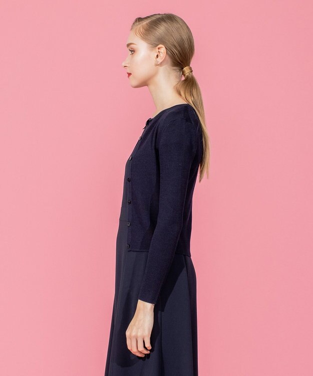 TOCCA 【洗える】SILK RIB CARDIGAN カーディガン ネイビー系