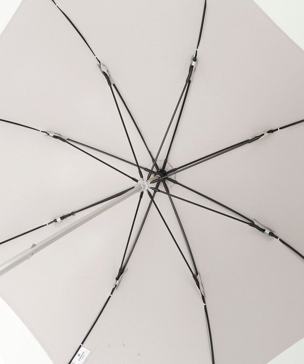 MOONBAT 【ランバン オン ブルー（LANVIN en Bleu）】晴雨兼用日傘　ビジューリボン ライトグレー（ストライプ）