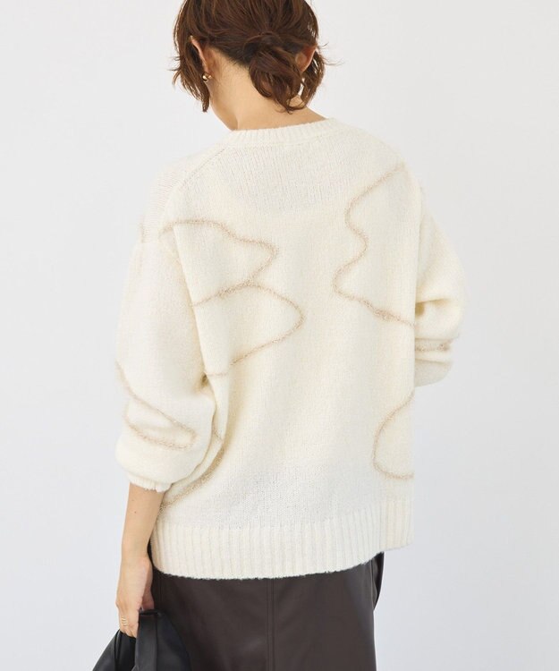 AMERICAN HOLIC ニュアンスライン柄ニットプルオーバー Ivory