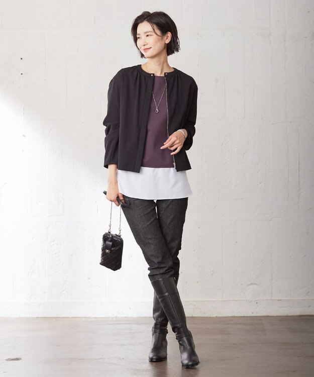 J.PRESS LADIES 【洗える】BASIC STRETCH DENIM スキニー パンツ ブラック系