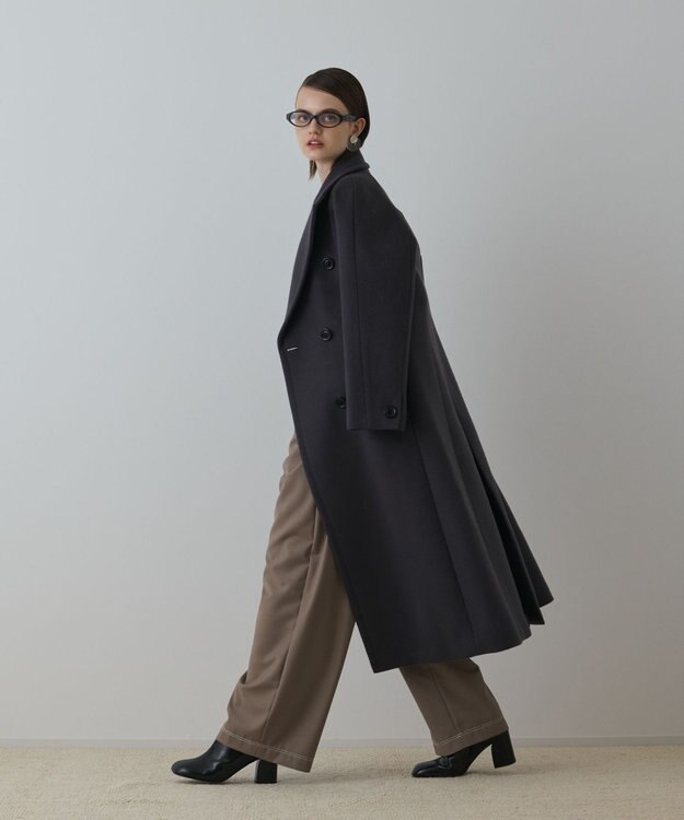 GRACE CONTINENTAL ショートビーバーロングコート チャコール