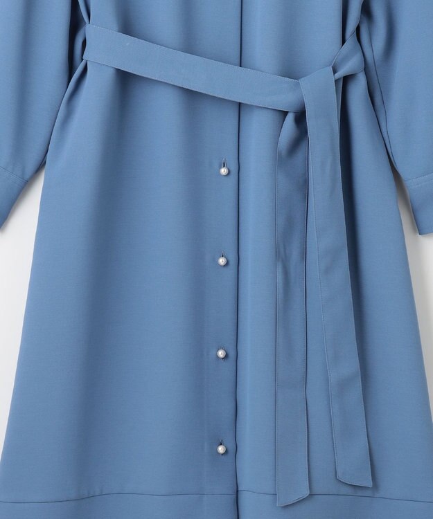 組曲 【サッシュベルト付き】パールボタンシャツワンピース ブルー系