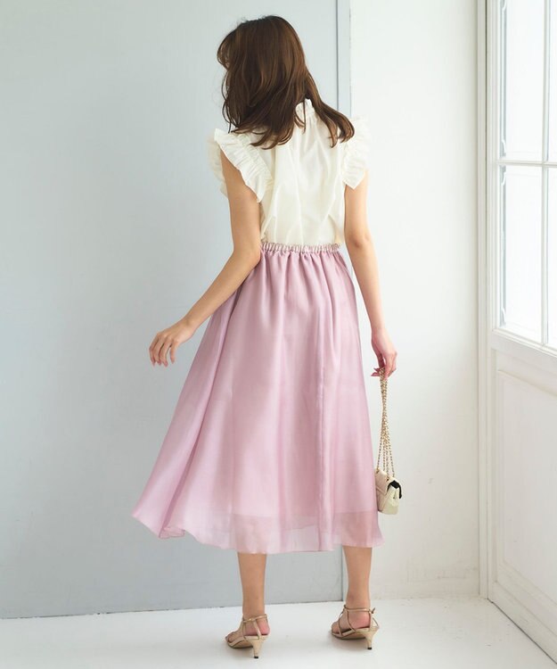 Feroux 【洗える】スタンドカラーフリルスリーブ ブラウス アイボリー系