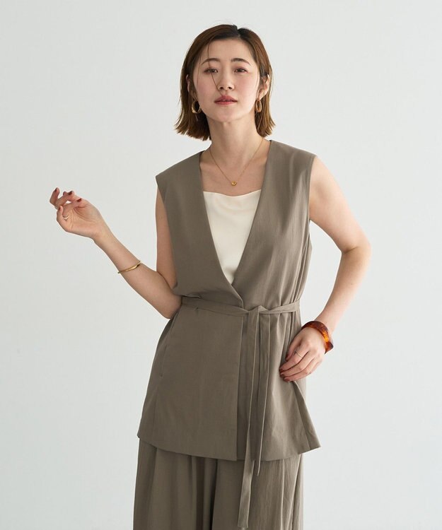 YECCA VECCA ドライタッチウエストベルトジレ Dark Beige