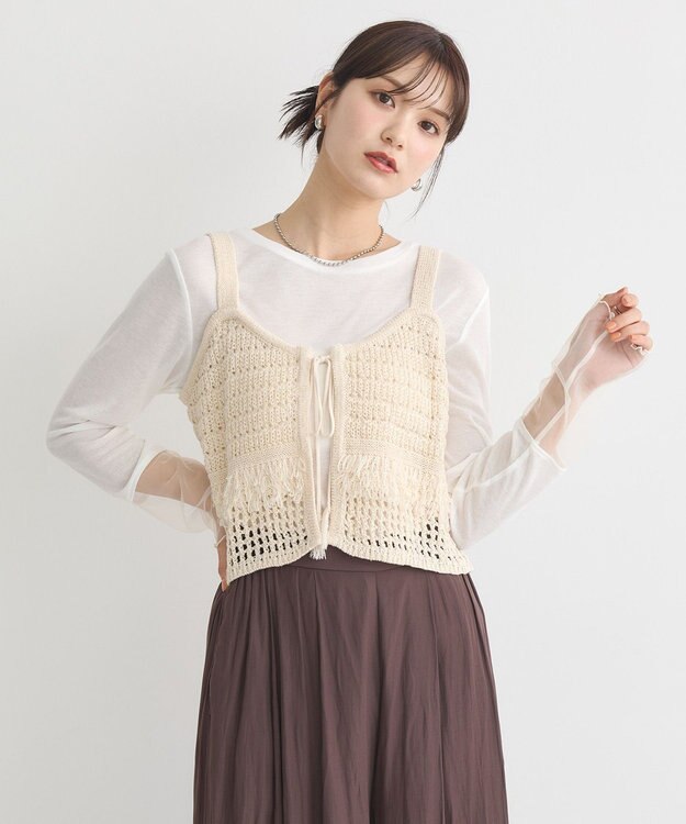 earth music&ecology シアースリーブプルオーバー Off White