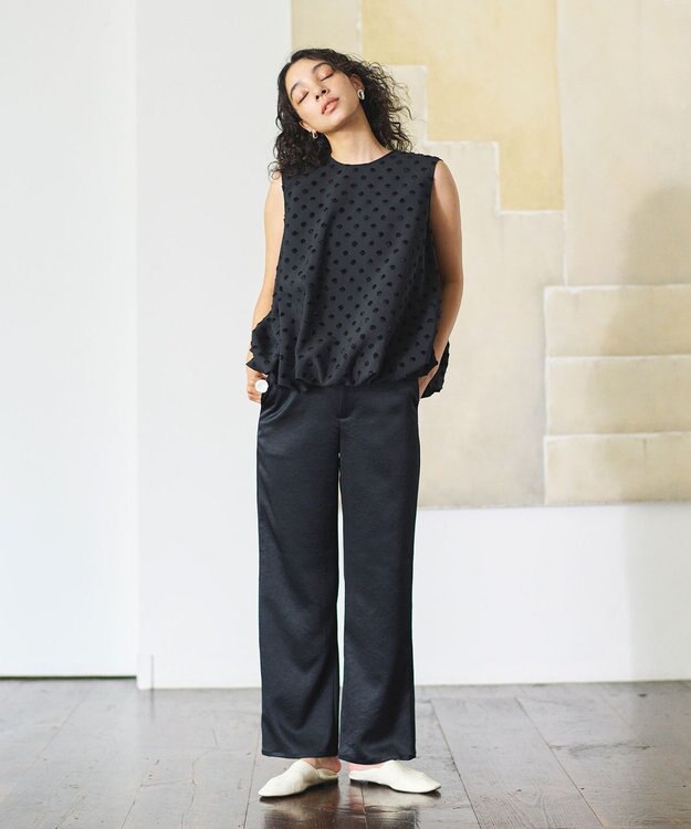 #Newans ジャガードドットバルーンブラウス ブラック