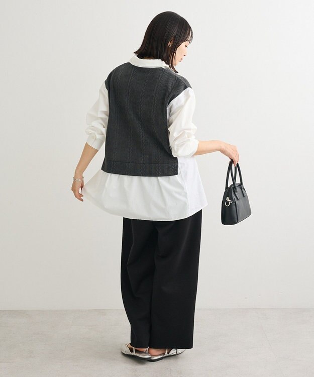 Green Parks カットモールドッキングシャツチュニック Charcoal Gray