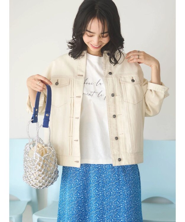 Green Parks ノーカラーカツラギジャケット Ecru