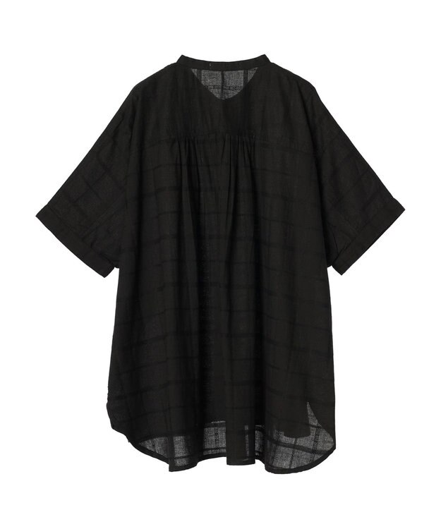 Green Parks インド綿 チェックドビーブラウス Black