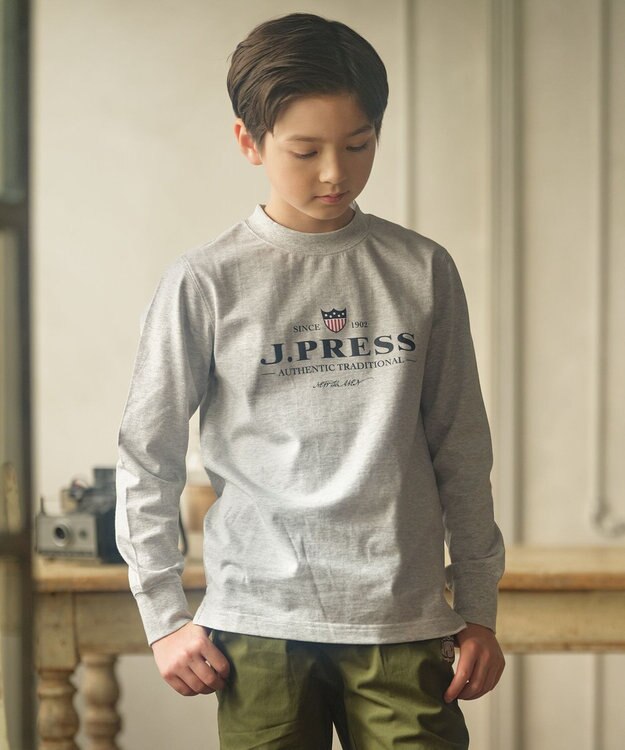 J.PRESS KIDS 【110-130cm】USAハウスロゴ ロングTシャツ グレー系