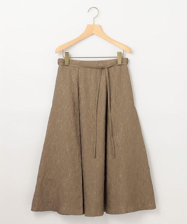 組曲 【WEB限定】エアリーフラワージャガード フレアスカート カーキ系