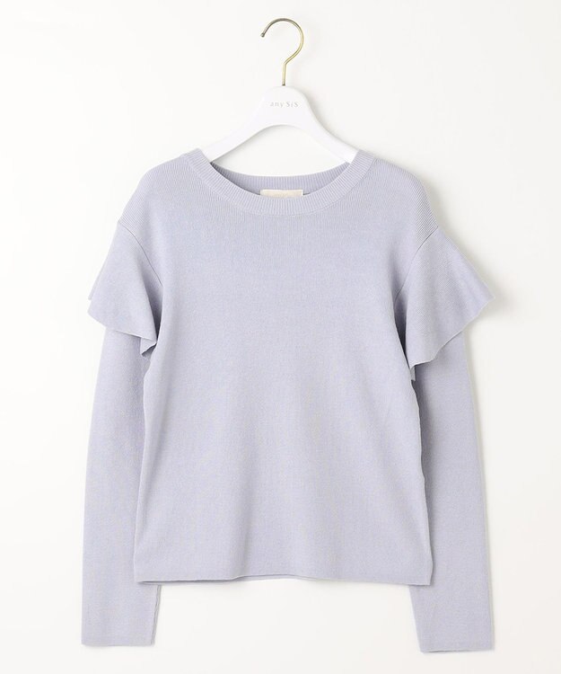 ANY SIS 【洗える】フレアディテール ニット ライトブルー