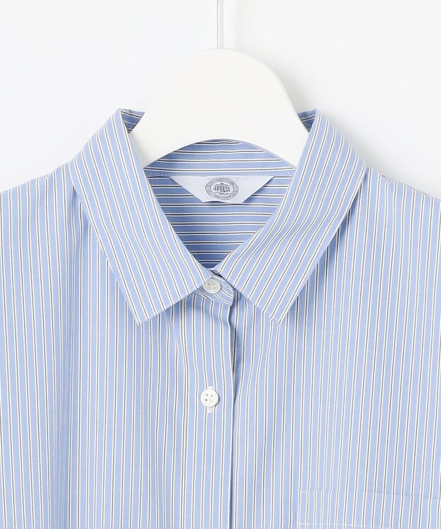 J.PRESS LADIES L 【洗える・接触冷感・UVケア】エステネージュ シャツ ワンピース ブルーストライプ系