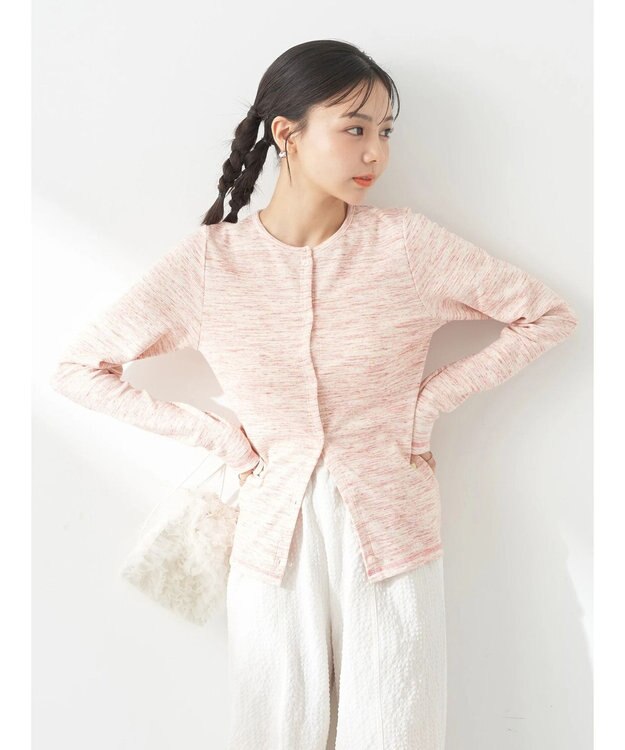 earth music&ecology メランジリブカーディガン Pink Mixture