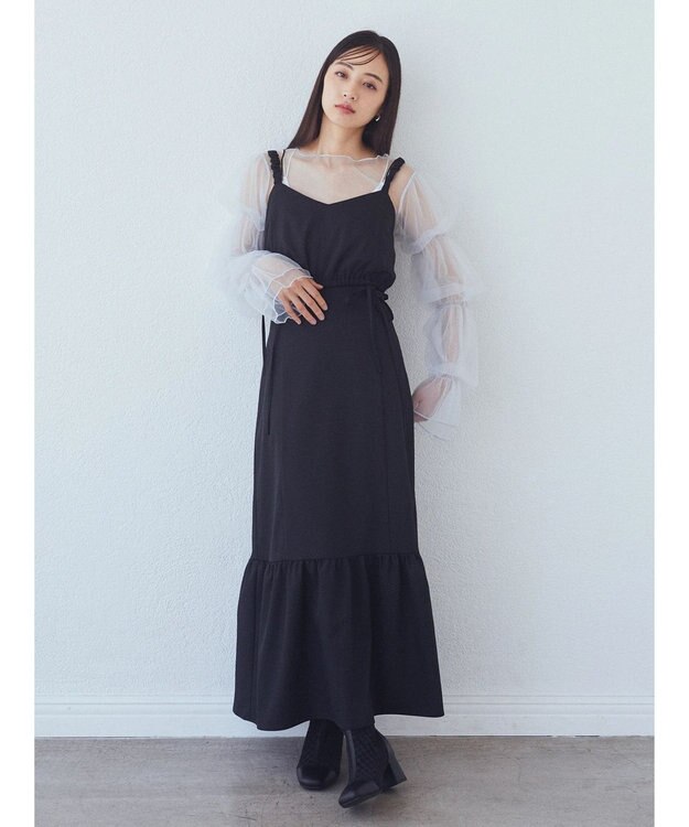 earth music&ecology マルチウェイビスチェリボンキャミワンピース Black