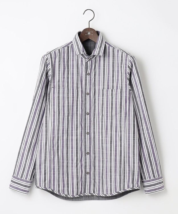 JOSEPH ABBOUD 【人気！1枚で2通りの着こなし】定番 リバーシブルシャツ グレー系