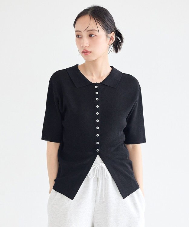 earth music&ecology 前後2WAYポロニット Black