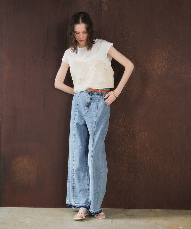 YECCA VECCA 綿麻バギーデニムパンツ Light Indigo