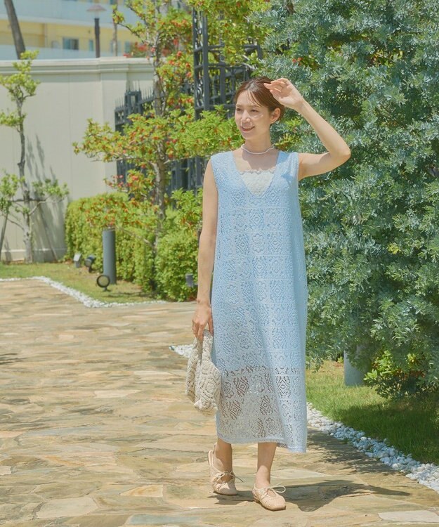 OP／FILA 【Ocean Pacific】SUIday/2WAYパネルレースワンピース ブルー