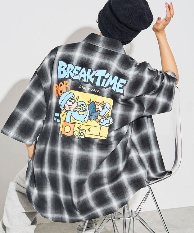 WEGO 【ユニセックス着用アイテム/綿100%/MLサイズ展開】別注NEW　JACKオンブレチェックシャツ（S） ブラックチェック1