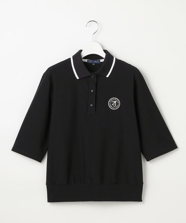 23区GOLF 【WOMEN】AIR TOOL七分袖ポロシャツ ブラック系