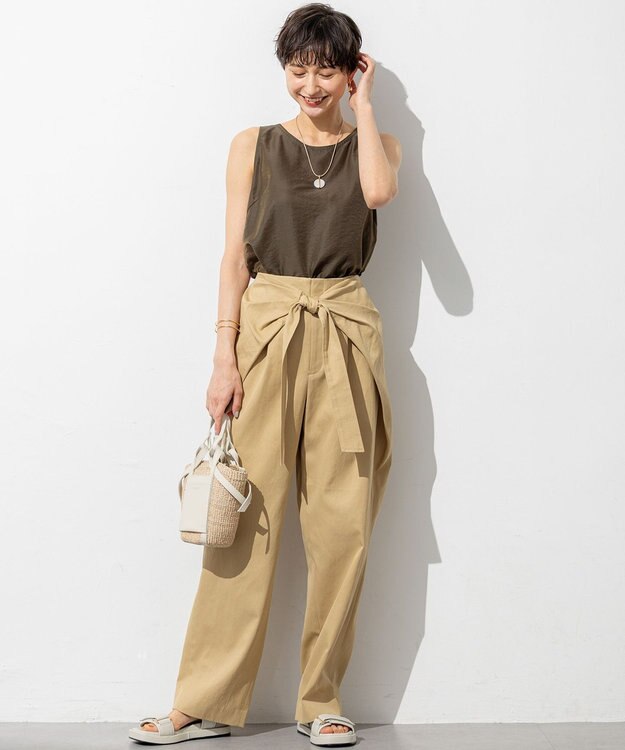 23区 【GOLD LABEL】チノ ラップワイドパンツ ベージュ系