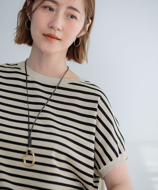 23区 【洗える】レーヨンポリエステルストレッチ プルオーバー ラメニット ゴールド×ブラック