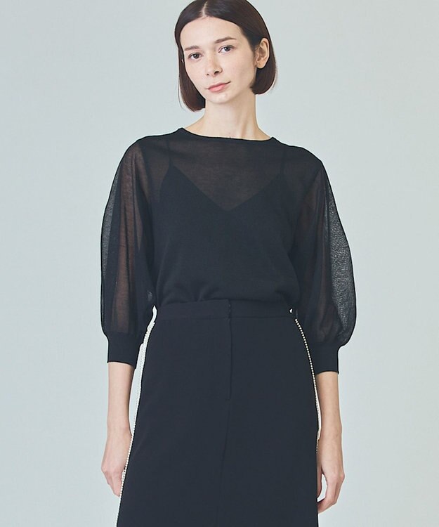 GRACE CONTINENTAL ラメシアーニットトップ ブラック