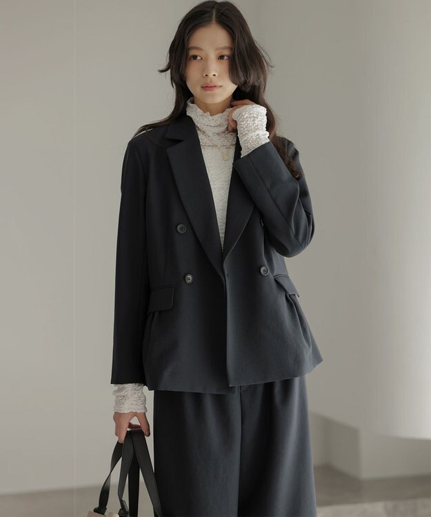 組曲 【WEB限定】フラワーチュールタートルネック カットソー アイボリー系