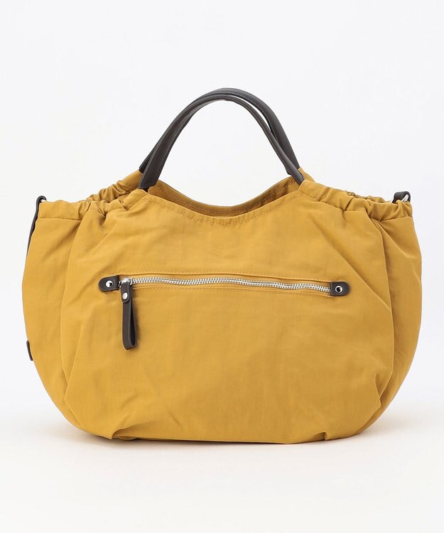 LA BAGAGERIE 【MONICA】サイドギャザー2WAYトートバッグ Mサイズ マスタード