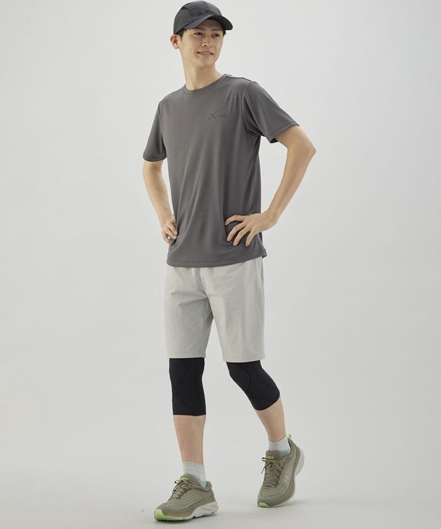 CW-X 【UNISEX】 CW-X トップス Ｔシャツ 半袖 3分袖 Ｕネック メッシュ素材 UVカット率90%以上(本体) ユニセックス DLR195 /ワコール ダークブラウン