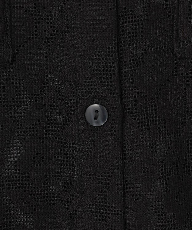 Feroux 【洗える】フラワーレース シャツ ブラック系