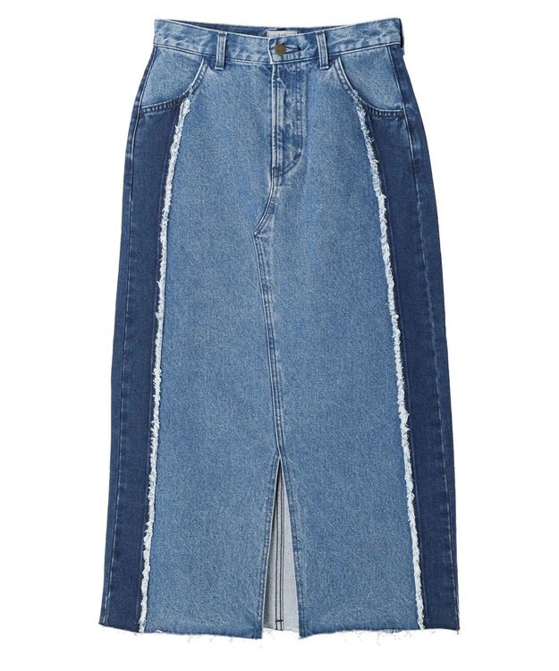 earth music&ecology Ｌｅｅ×ｅ．ｍ．ａ．ｅ　切替デニムスカート Indigo