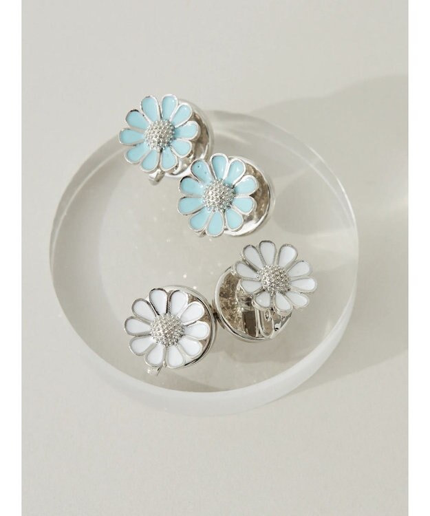 Green Parks ・ＨＡＬＦ　ＴＩＭＥ　リバーシブルフラワーイヤリング White