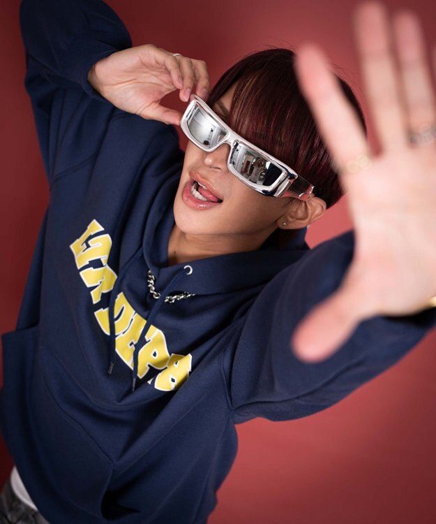 WEGO 【ユニセックス着用ITEM/MLサイズ展開】カレッジプルパーカー ネイビー