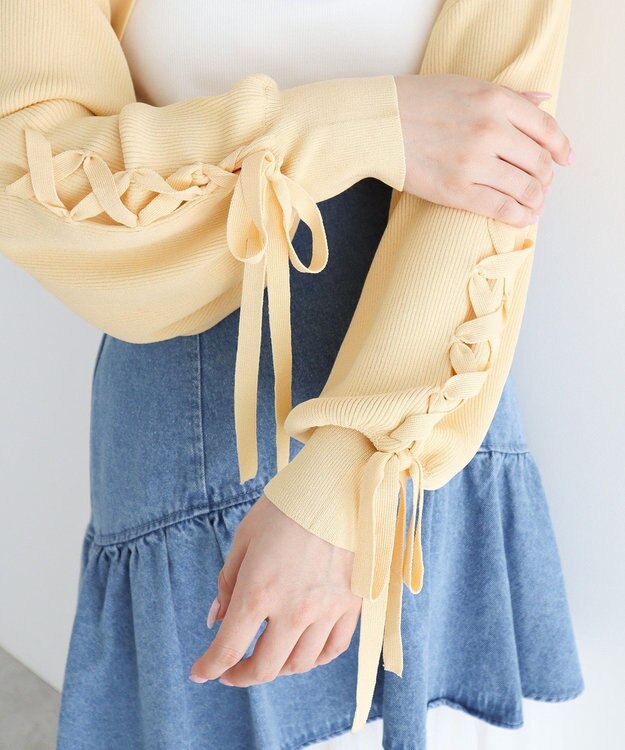 Green Parks ｄａｚｚｌｉｎ　ニットボレロ Yellow