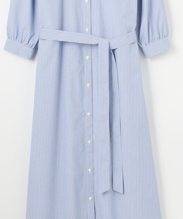 J.PRESS LADIES L 【洗える・接触冷感・UVケア】エステネージュ シャツ ワンピース ブルーストライプ系